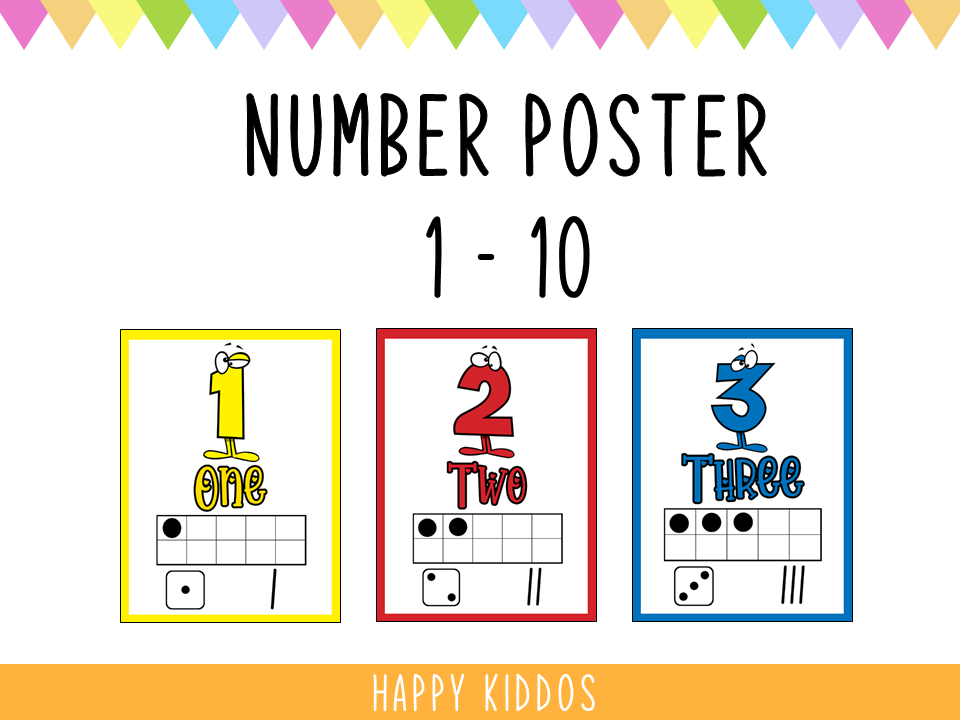 Number poster 1 to 10 for kids